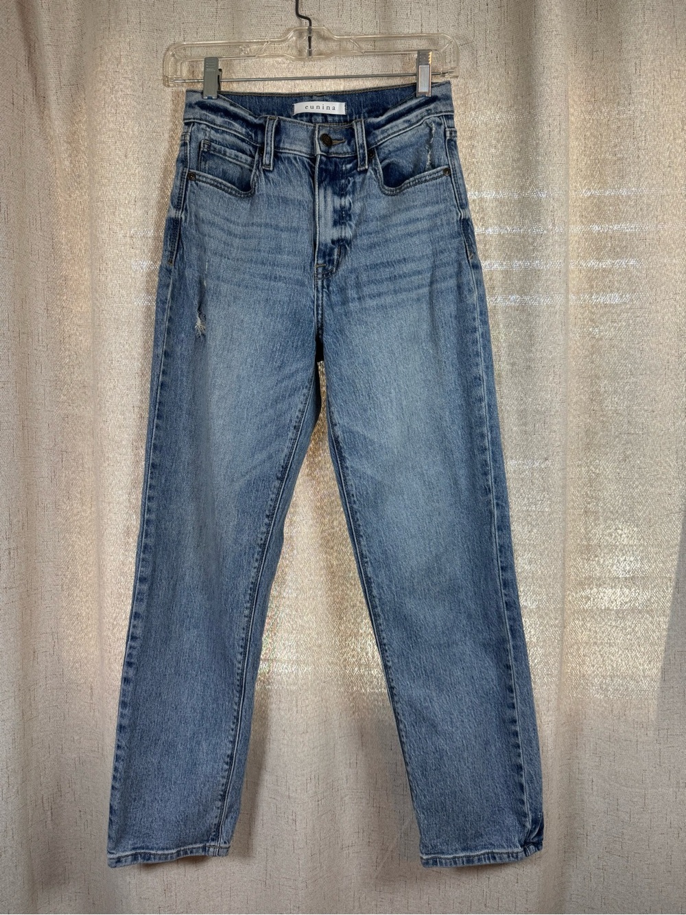 Eunina High Rise Straight Leg Jeans Size 1|25 Medium Wash Distressed